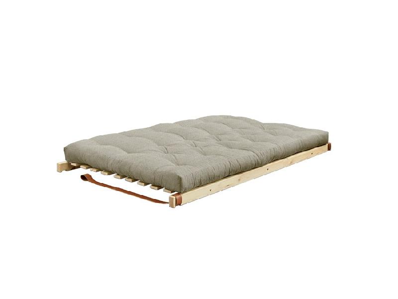 Banquette futon JUMP en pin massif - tissu lin - couchage 130 x 202 cm - design scandinave et lanières en cuir_3