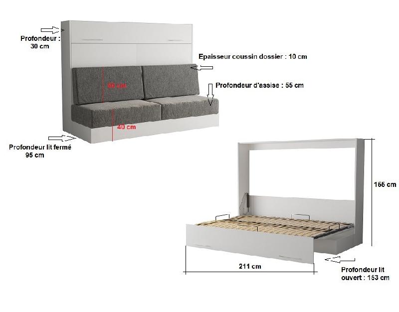 Armoire-lit escamotable VERTIGO SOFA - Blanc - Canapé gris - Couchage 140x200 cm - Ouverture assistée_3