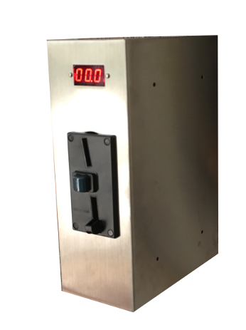 Monnayeur minuteur affichage pièce € - borne inox avec porte et serrure_3