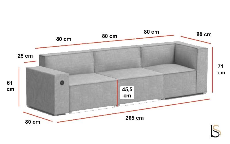 Canapé d'accueil Planer - Mobel Linea - 3 places, Anthracite , Gauche_3