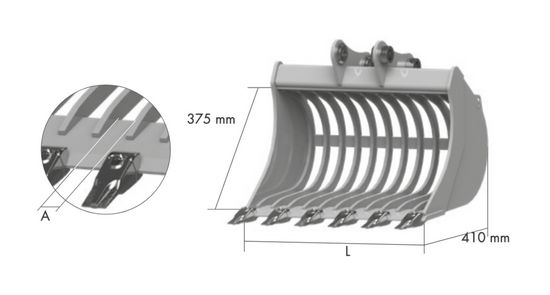 Godet squelette GSQ18-500AS - Uniter45 - 500 mm pour minipelle 1,2-1,8T_3