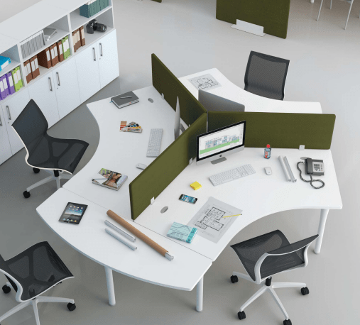 Mobilier de bureau open space résistant à l'abrasion et aux rayures - TIM+ Columbia - Piétements variés et plateau antibactérien_3