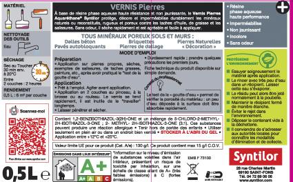 Vernis pierre intérieur/extérieur SYNTILOR - incolore - 0.5L - aspect satiné - pour pierres naturelles et béton_3