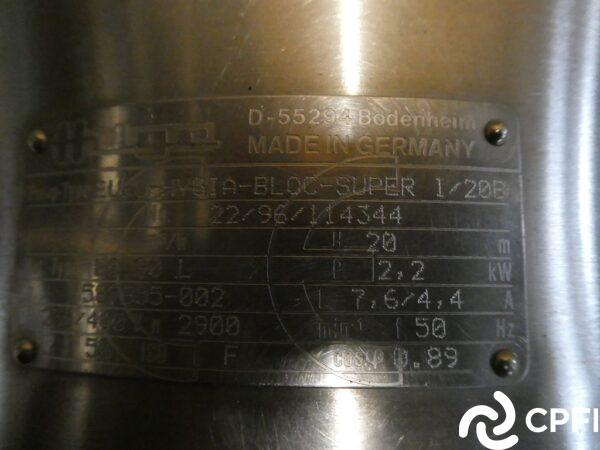 Pompe GEA-HILGE Type Euro-Hygia-BLOC-SUPER I/20B - 2.2 kW - 16 m3/h - Centrifuge_3