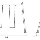 Portique 2 Places en Bois avec Sièges en Caoutchouc et Chaines en Acier Inoxydables_3