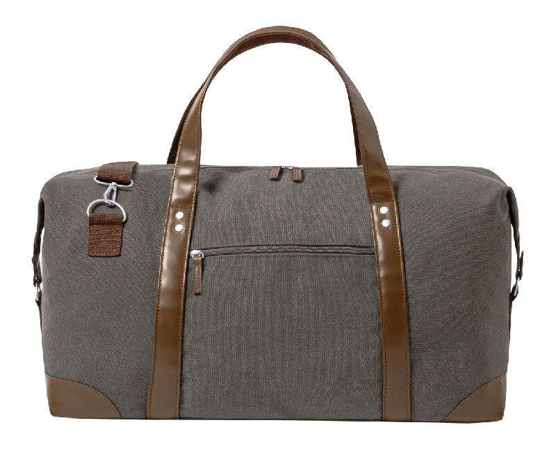 Sac de sport en toile - compartiment zippé - poche frontale - bandoulière réglable - gris foncé - 670 gr_3