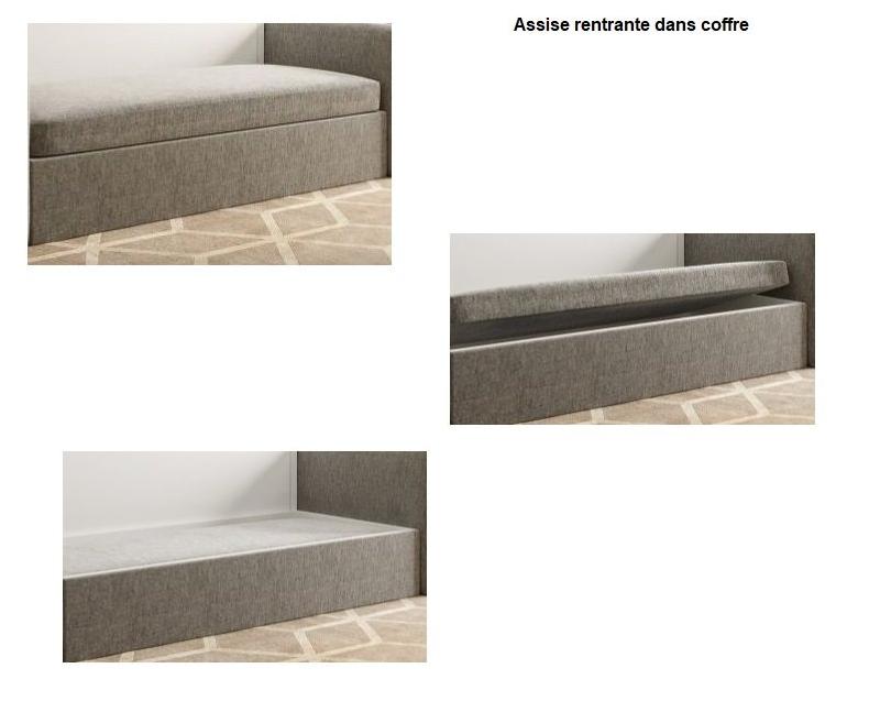 Armoire lit escamotable Bermudes Sofa gris - bandeau blanc - canapé intégré 140x200 cm_3