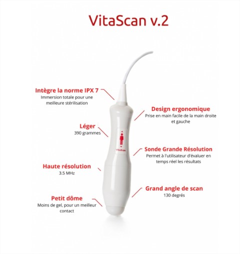 Bladder scanner VitaScan DP avec pied - Bla012 - mesure du volume de la vessie, imprimante intégrée, sonde 3D_3
