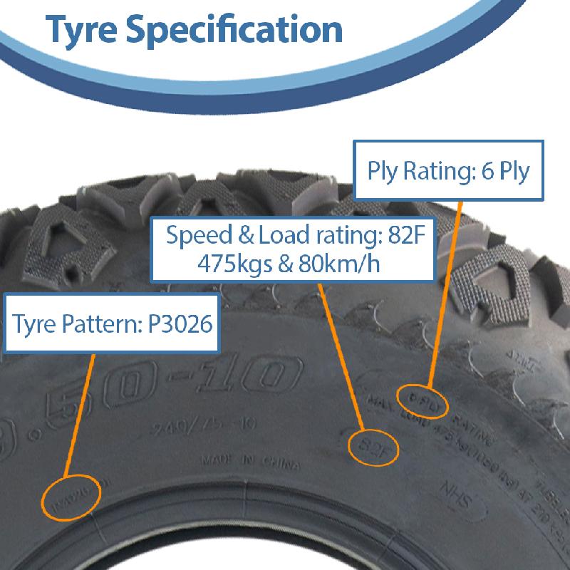 24x9.50-10 Utility ATV Gator Tyre P3026 Grass 6-ply Tubeless Journey 240/75-10_3