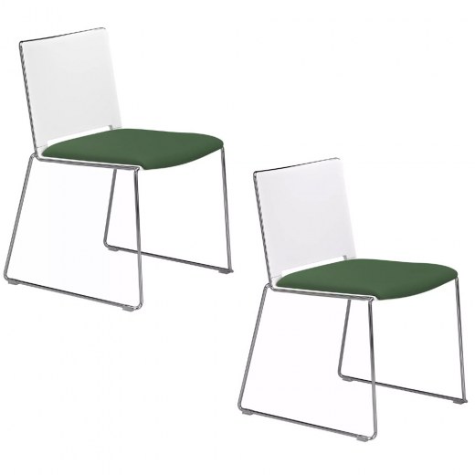 Ensemble de 2 Chaises FLORA - Assise Tapissée en Tissu Polyester - Piétement Chromé - Référence 8040 SR G_3