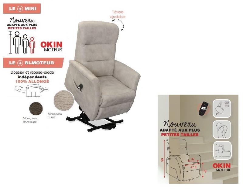 Fauteuil relax releveur électrique Mios bi-moteur - tissu brun taupé - confort compact et adaptable_3