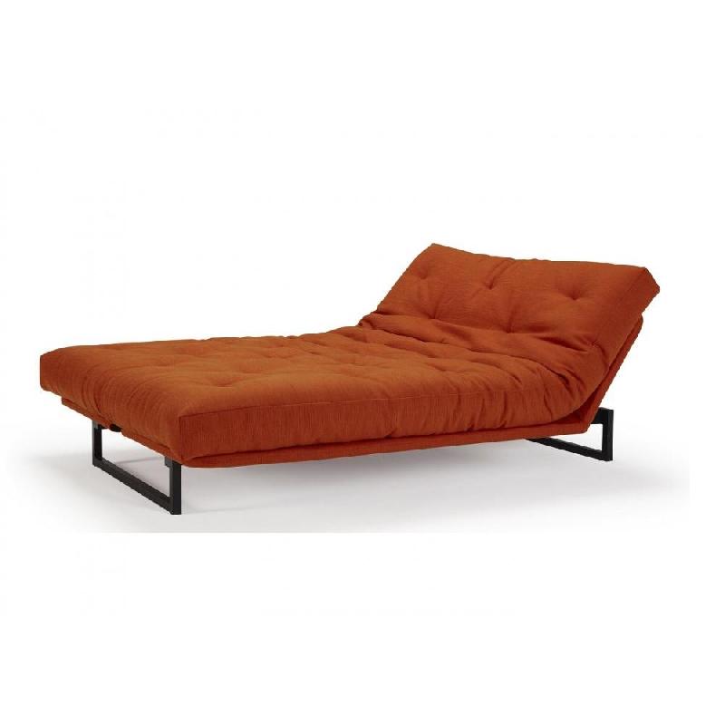 Canapé clic-clac convertible Innovation Living Fraction - 140x200 cm - Capitonné tissu Elegance Paprika_3