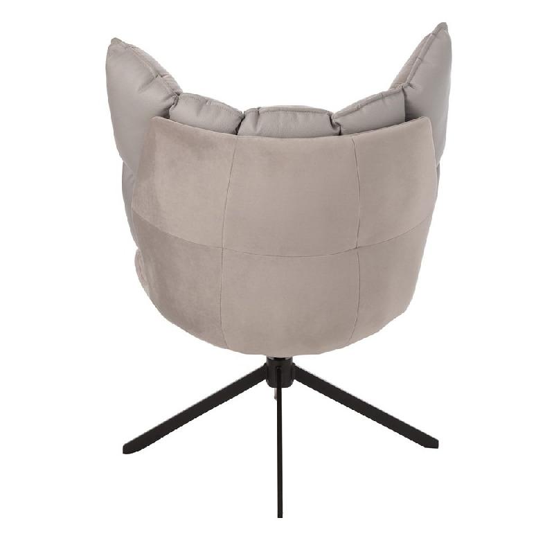 Fauteuil relax pivotant Pietra - tissu gris métallisé - design contemporain - structure bois massif et piètement en métal noir_3
