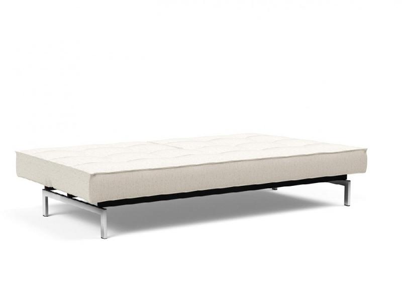Innovation Living - Canapé-lit Splitback Chrome convertible 115x210 cm - Tissu bouclé Off White_3