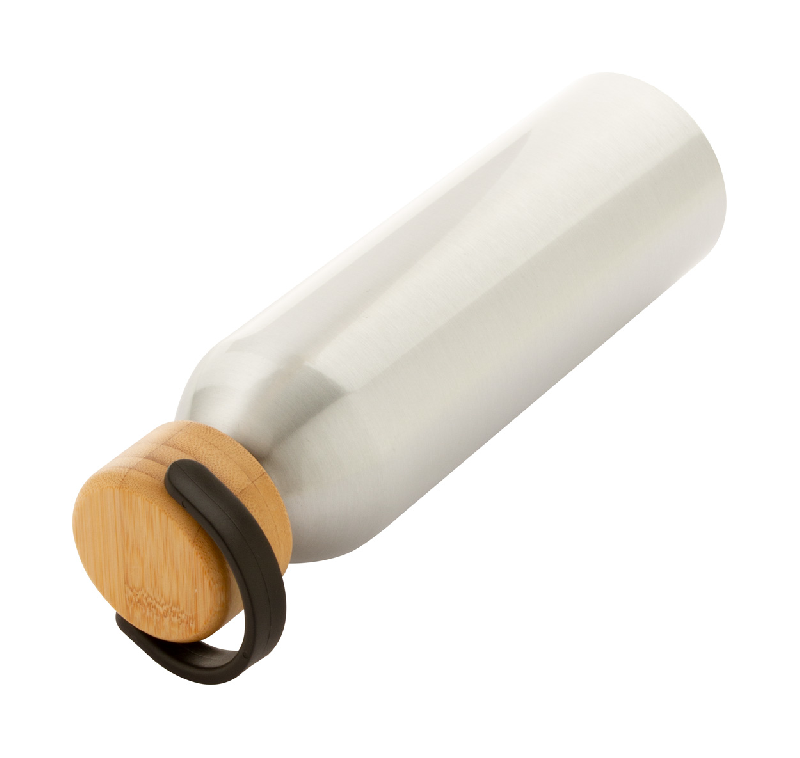 Bouteille en aluminium 600 ml - couvercle en bambou - couleur argenté_3