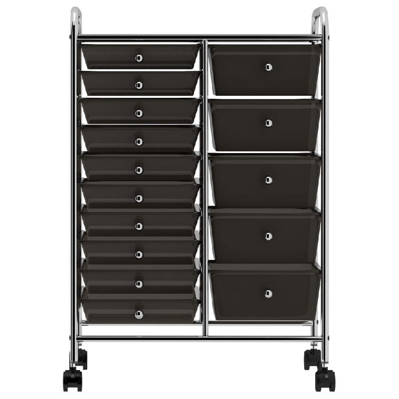 Vidaxl chariot de rangement mobile à 15 tiroirs xxl noir plastique 320407_3
