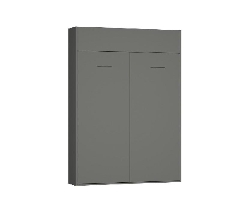 Lit escamotable DYNAMO gris mat - Couchage 140x200 cm avec colonne bibliothèque et rangements intégrés_3