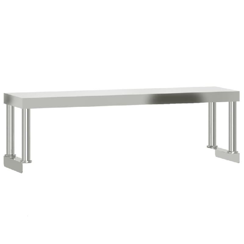 Vidaxl table de travail de cuisine avec étagère 110x55x120 cm inox 3208896_3