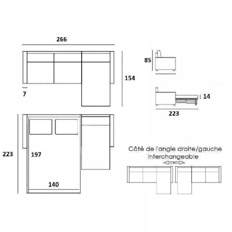 Canapé d'angle scandinave - 3 places convertible ouverture express - Matelas 16 cm - Sommier à lattes Renatonisi - Tweed Rose_3
