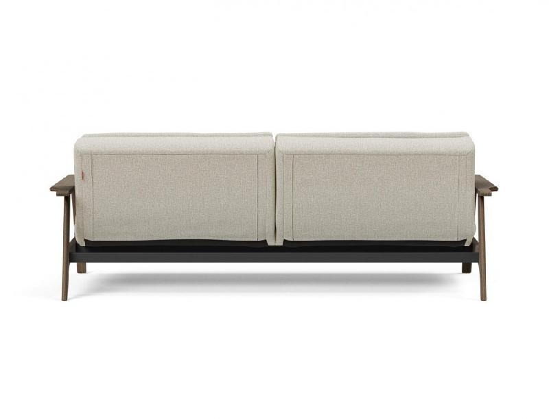 INNOVATION LIVING - Canapé lit design DUBLEXO Frej tissu Mixed Dance Natural - Convertible 115x210 cm avec accoudoirs laqués noirs_3