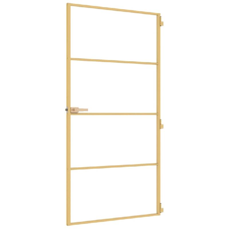 Vidaxl porte intérieure mince doré verre trempé aluminium 155139_3