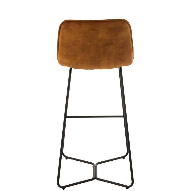 Chaise de bar Ratri - Velours ocre, piètement métal noir - Gamme avec tabourets assortis_3