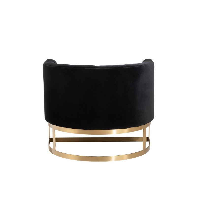 Fauteuil capitonné DACIA - Velours anthracite, structure bouleau et métal doré_3