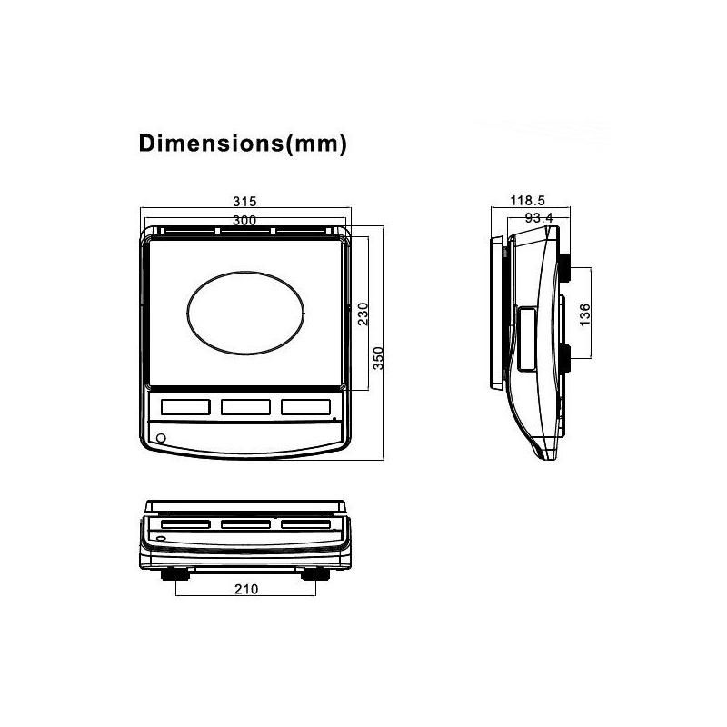 BMQTP-3/6 - Balance commerce bi-échelon - Balance Milliot 3/6 kg - Précision 1 g à 2 g, plateau inox 230x300 mm_3