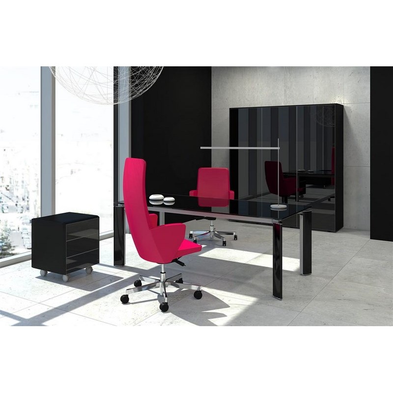 Bureau de direction 4 pieds avec passage de câble - FILL EVO - Plateau en bois ou verre, L 200 ou L 218 cm - Fabricant LAS_3