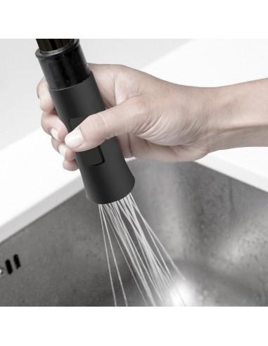 Robinet 3 voies CHEF Black - Mitigeur cuisine noir mat avec douchette_3