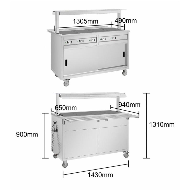 Buffet central mobile avec plaque chauffante 4 x GN 1/1 - Buffalo - JB187_3
