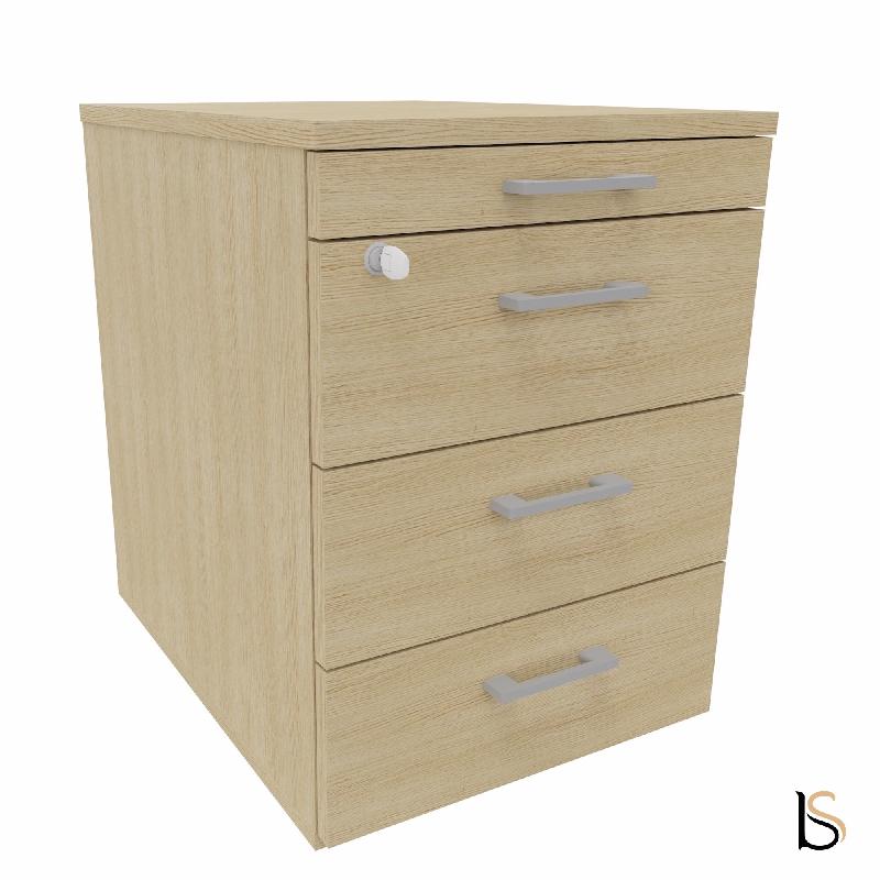 Caisson mobile 3 tiroirs  + 1 plumier  - QUADRIFOGLIO - Chêne_3