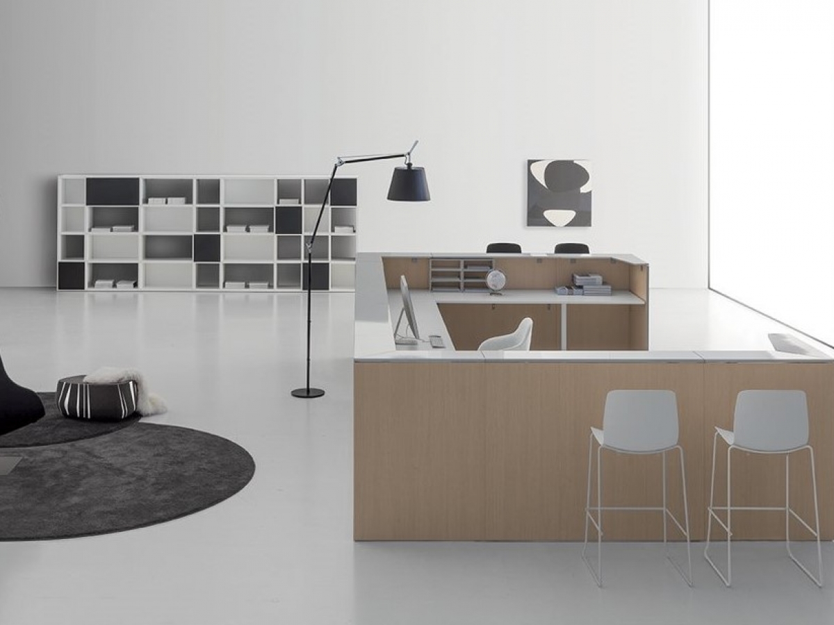 Banque d'accueil éclairée au design moderne et épuré - DV703 QUBO - Conception modulaire avec éclairage LED intégré_3