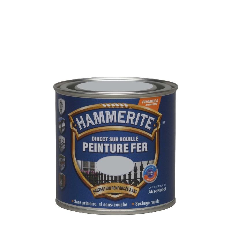 Peinture fer extérieur - Direct sur rouille HAMMERITE gris argent martelé - 0.25L_3