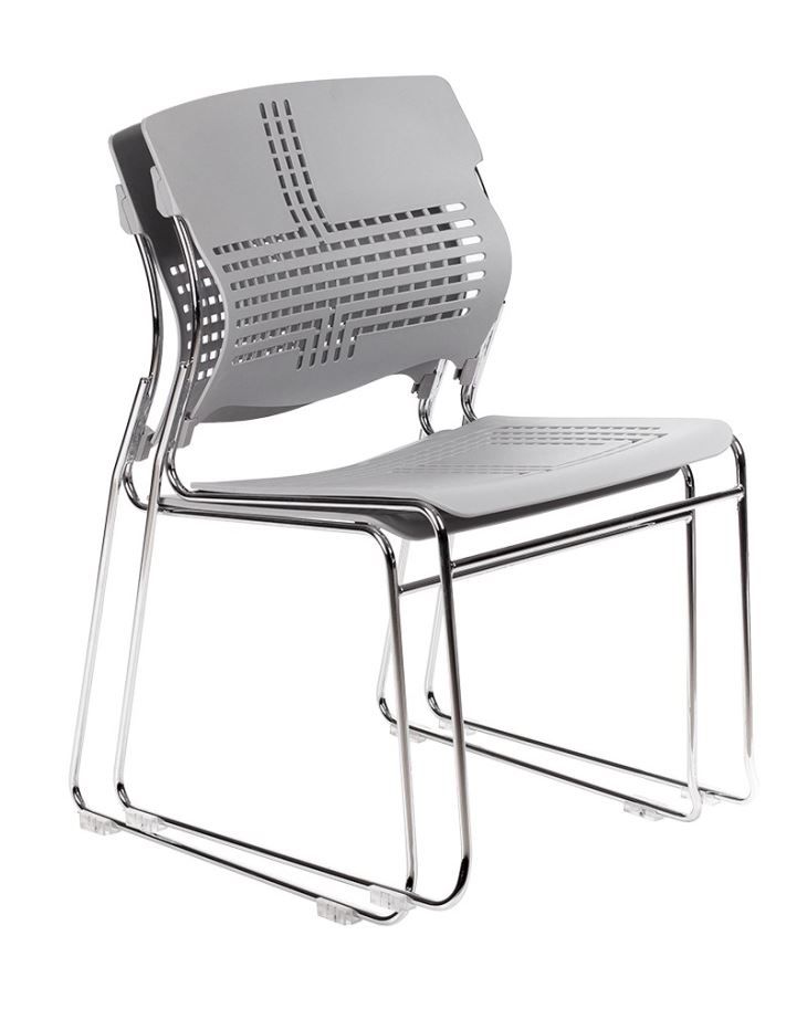 CH-1718 - Chaises empilables en plastique - dimensions : L 470 x P 530 x H 795 mm - Chromed Sled Base - design contemporain_3