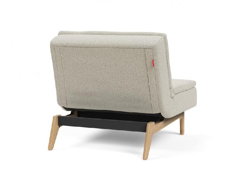 Fauteuil design Dublexo Eik convertible lit 90x115 cm - Pieds chêne naturel - Tissu Mixed Dance Natural_3