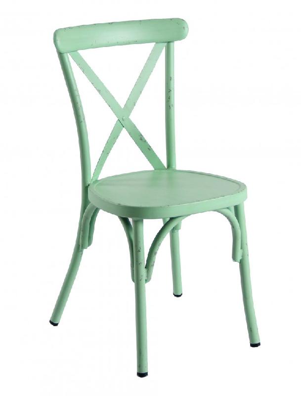 Lot de 4 Chaises - Empilables, Aluminium Vintage - CROSS_3