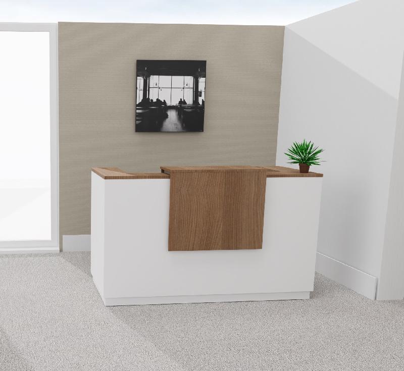 Bureau de réception accueil Delta Plus - Mobel Linea - 164, Blanc, Non, Acacia foncé_0