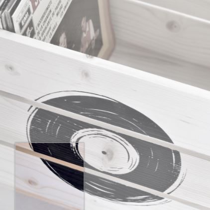 Chariot de rangement à vinyles - caisse en bois 100% made in France - Simply à Box - L54xH34xP36 cm - 4 roulettes PM_3