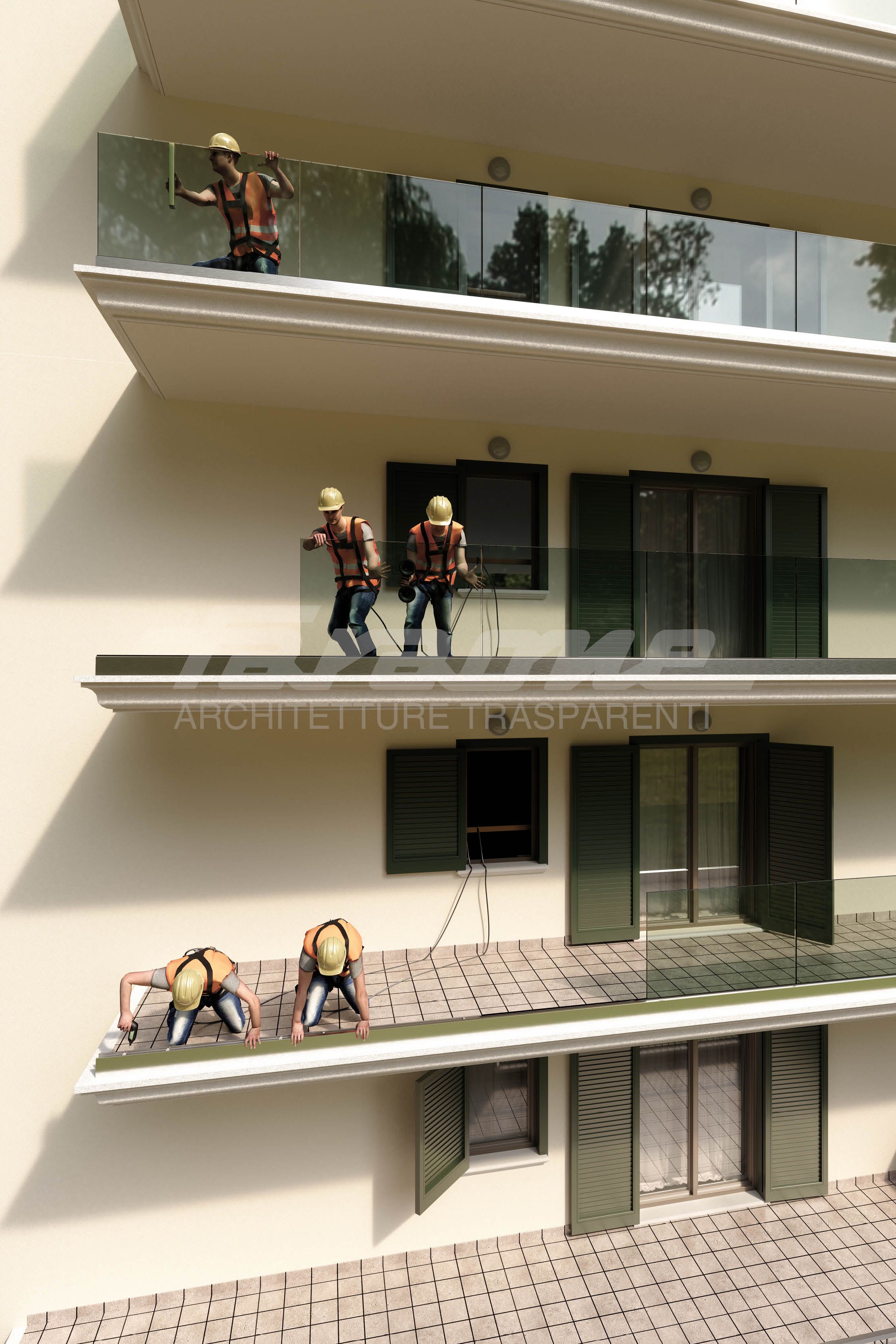 Ninfa 5 - garde-corps - faraone - en verre trempé feuilleté - dimensions de la section du profil : 101 x 148 mm_3