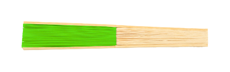 Éventail en papier - branches en bambou - couleur vert - 17.3 gr_3