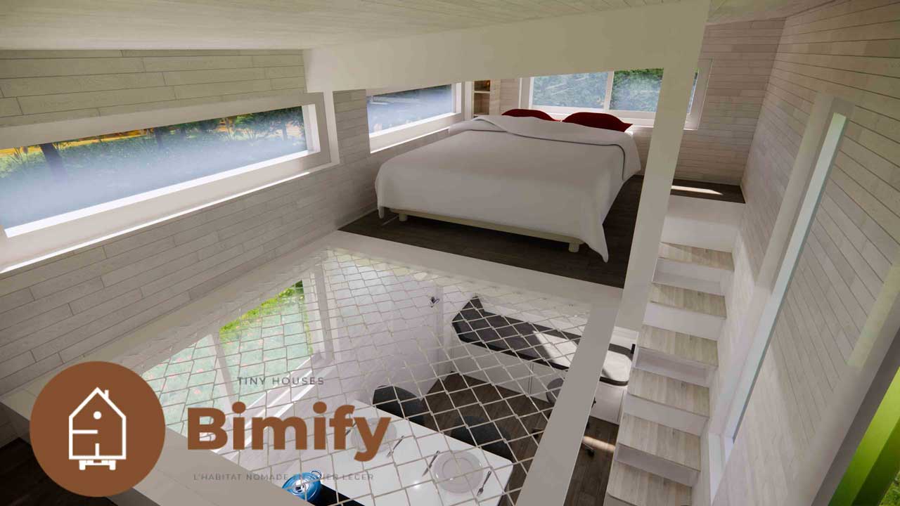 Tiny house double mezzanine - 4 à 6 personnes - Modèle Tiny Cosy 660 - Superficie totale 21,57 m²_3