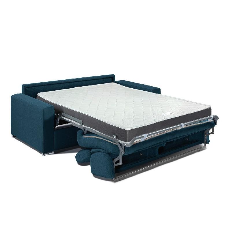 Canapé convertible express Darwin - Têtières réglables - Couchage 140x197 cm - Matelas 16 cm - Tissu tweed bleu pétrole_3