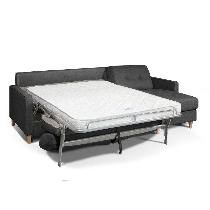 Canapé d'angle Norway - Matelas 16 cm - Système express - Sommier lattes Renatonisi - Tweed gris graphite_3