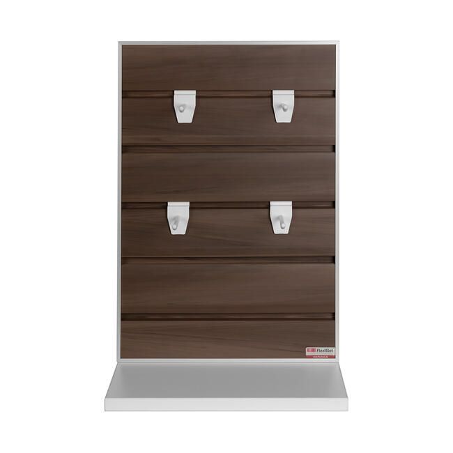 FlexiSlot - meuble présentoir en aluminium avec cadre argent anodisé et base en bois - VKF Renzel_3