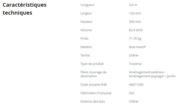 Traverse paysagère chêne - point p - 120x200x2600 mm_3