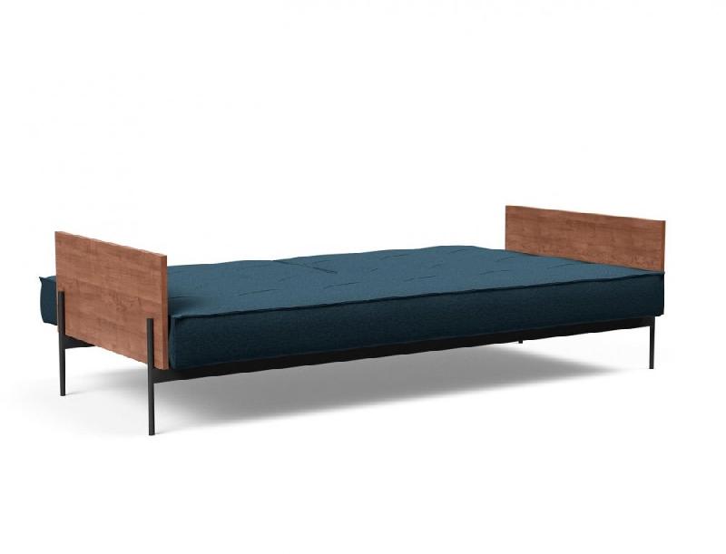 Canapé-lit Splitback Lauge - Innovation Living - Convertible 115x210 cm - Tissu Argus Navy Blue - Accoudoirs noyer_3