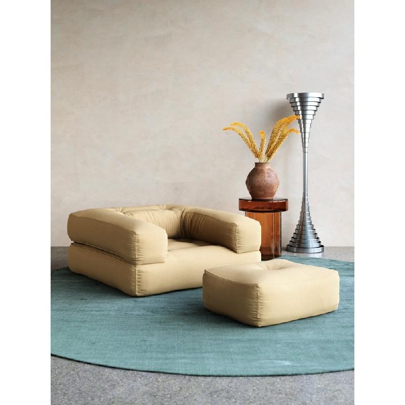 Fauteuil futon standard convertible Mini Cube - Couleur beige blé - Multifonction : chaise, lit et pouf_3