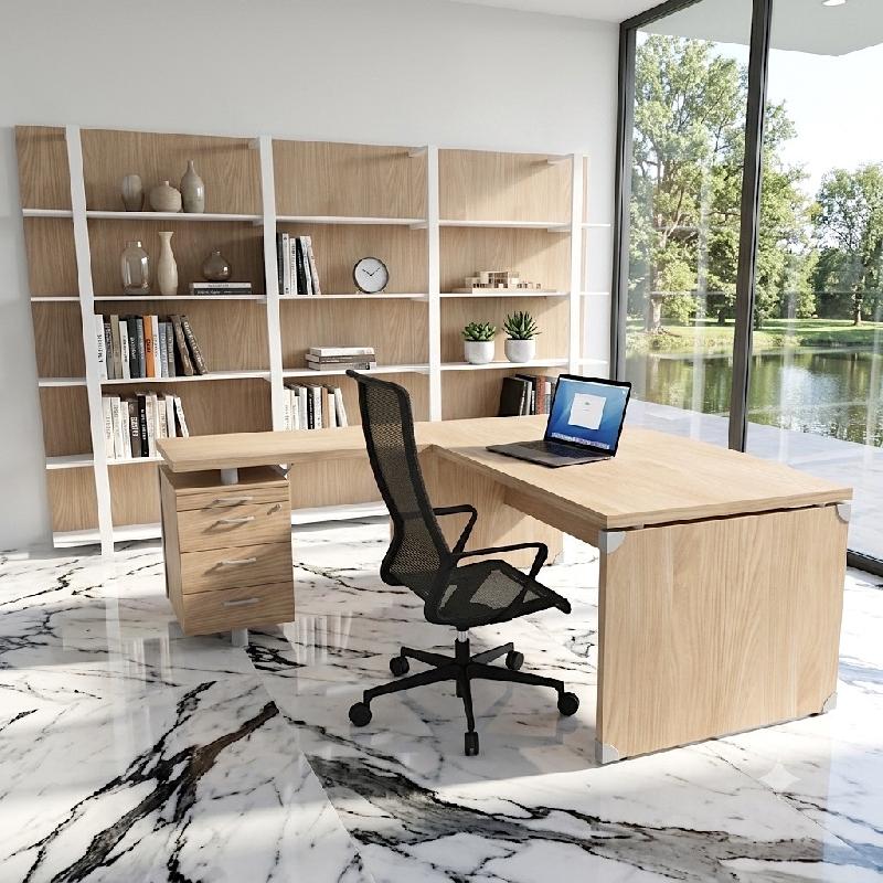 Bureau d'angle X time Stop avec retour - Quadrifoglio. - 160, Orme, 3 tiroirs_3