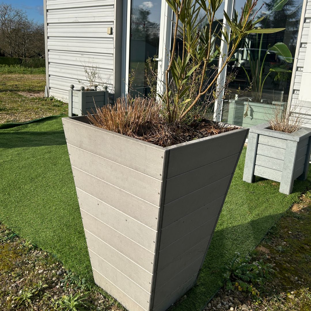 Jardinière Ozon Conique 100% Recyclée - 62x62x89 cm - Gamme Rabotée - Coloris Naturel - JOC_0